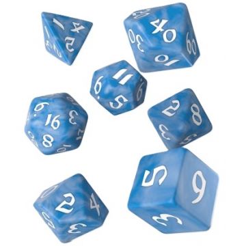 Set zaruri Q-Workshop – Classic Runic Dice Set, Glacier & White (7 bucăți)