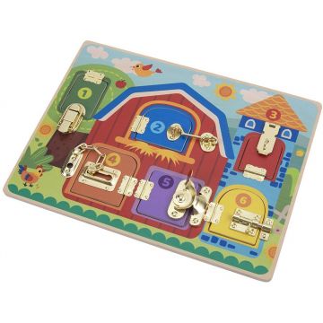 Tooky Toy Active Board - Buzzboard, cu încuietori și zăvoare