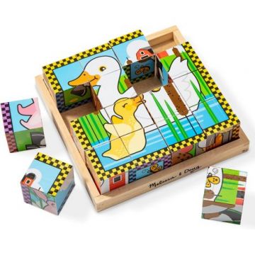 Cuburi puzzle din lemn Ferma Melissa and Doug 0775