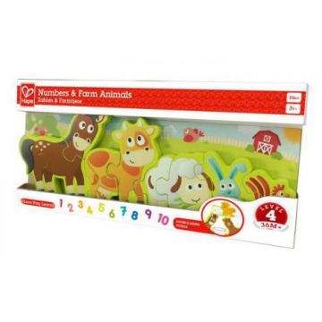 Hape Puzzle Numere Si Animale De La Ferma