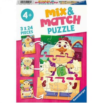 Puzzle Mix & Match Prietenii de la Ferma, 3x24 piese - Ravensburger
