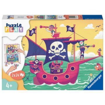 PUZZLE SI JOC BARCA PIRATILOR, 2x24 PIESE