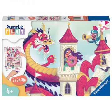 PUZZLE SI JOC DRAGON, 2x24 PIESE