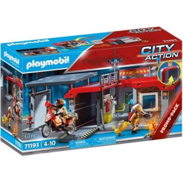 Statie de pompieri cu motocicleta PM71193 Playmobil